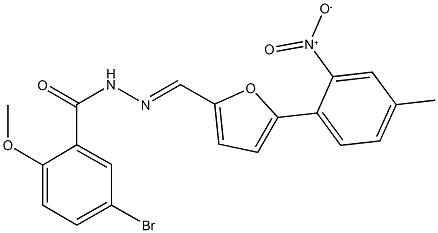 5-bromo-N'-[(5-{2-nitro-4-methylphenyl}-2-furyl)methylene]-2-methoxybenzohydrazide 结构式