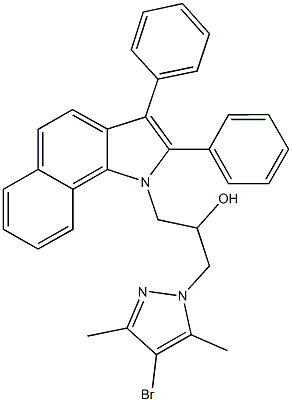 1-(4-bromo-3,5-dimethyl-1H-pyrazol-1-yl)-3-(2,3-diphenyl-1H-benzo[g]indol-1-yl)-2-propanol 结构式