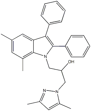 1-(5,7-dimethyl-2,3-diphenyl-1H-indol-1-yl)-3-(3,5-dimethyl-1H-pyrazol-1-yl)-2-propanol 结构式