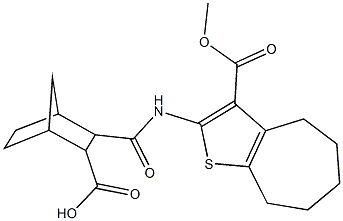 3-({[3-(methoxycarbonyl)-5,6,7,8-tetrahydro-4H-cyclohepta[b]thien-2-yl]amino}carbonyl)bicyclo[2.2.1]heptane-2-carboxylic acid 结构式