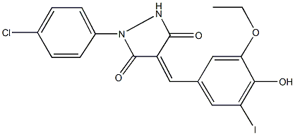 1-(4-chlorophenyl)-4-(3-ethoxy-4-hydroxy-5-iodobenzylidene)-3,5-pyrazolidinedione 结构式