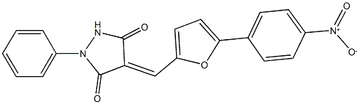 4-[(5-{4-nitrophenyl}-2-furyl)methylene]-1-phenyl-3,5-pyrazolidinedione 结构式