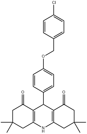 9-{4-[(4-chlorobenzyl)oxy]phenyl}-3,3,6,6-tetramethyl-3,4,6,7,9,10-hexahydro-1,8(2H,5H)-acridinedione 结构式