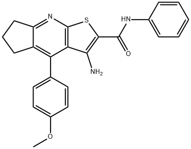 3-amino-4-(4-methoxyphenyl)-N-phenyl-6,7-dihydro-5H-cyclopenta[b]thieno[3,2-e]pyridine-2-carboxamide 结构式