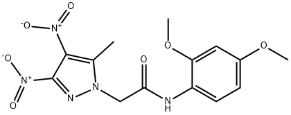 2-{3,4-bisnitro-5-methyl-1H-pyrazol-1-yl}-N-(2,4-dimethoxyphenyl)acetamide 结构式