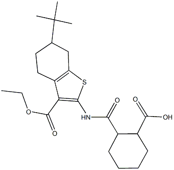 2-({[6-tert-butyl-3-(ethoxycarbonyl)-4,5,6,7-tetrahydro-1-benzothien-2-yl]amino}carbonyl)cyclohexanecarboxylic acid 结构式