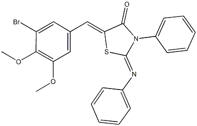 5-(3-bromo-4,5-dimethoxybenzylidene)-3-phenyl-2-(phenylimino)-1,3-thiazolidin-4-one 结构式