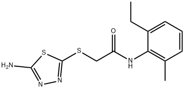 2-[(5-amino-1,3,4-thiadiazol-2-yl)sulfanyl]-N-(2-ethyl-6-methylphenyl)acetamide 结构式