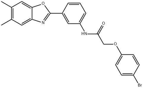 2-(4-bromophenoxy)-N-[3-(5,6-dimethyl-1,3-benzoxazol-2-yl)phenyl]acetamide 结构式