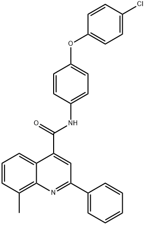 N-[4-(4-chlorophenoxy)phenyl]-8-methyl-2-phenyl-4-quinolinecarboxamide 结构式