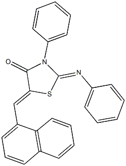 5-(1-naphthylmethylene)-3-phenyl-2-(phenylimino)-1,3-thiazolidin-4-one 结构式