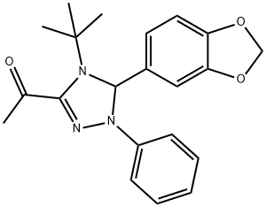 1-[5-(1,3-benzodioxol-5-yl)-4-tert-butyl-1-phenyl-4,5-dihydro-1H-1,2,4-triazol-3-yl]ethanone 结构式