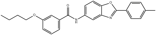 3-butoxy-N-[2-(4-methylphenyl)-1,3-benzoxazol-5-yl]benzamide 结构式