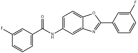 3-fluoro-N-[2-(3-fluorophenyl)-1,3-benzoxazol-5-yl]benzamide 结构式