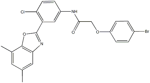 2-(4-bromophenoxy)-N-[4-chloro-3-(5,7-dimethyl-1,3-benzoxazol-2-yl)phenyl]acetamide 结构式