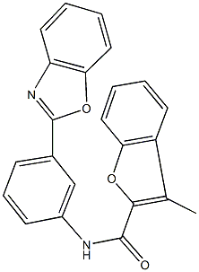 N-[3-(1,3-benzoxazol-2-yl)phenyl]-3-methyl-1-benzofuran-2-carboxamide 结构式