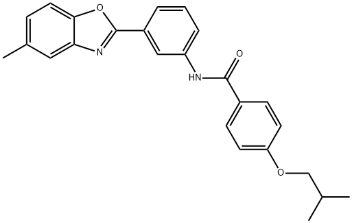4-isobutoxy-N-[3-(5-methyl-1,3-benzoxazol-2-yl)phenyl]benzamide 结构式