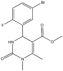 methyl 4-(5-bromo-2-fluorophenyl)-1,6-dimethyl-2-oxo-1,2,3,4-tetrahydropyrimidine-5-carboxylate 结构式