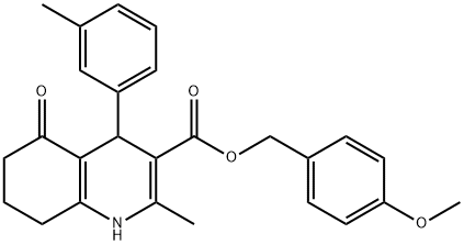 4-methoxybenzyl 2-methyl-4-(3-methylphenyl)-5-oxo-1,4,5,6,7,8-hexahydroquinoline-3-carboxylate 结构式