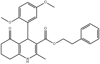 2-phenylethyl 4-(2,5-dimethoxyphenyl)-2-methyl-5-oxo-1,4,5,6,7,8-hexahydroquinoline-3-carboxylate 结构式