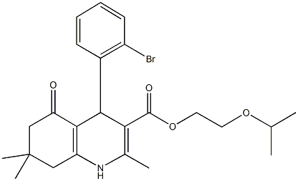 2-isopropoxyethyl xycarbonyl)phenyl]-2-methyl-5-oxo-1,4,5,6,7,8-hexahydroquinoline-3-carboxylate 结构式