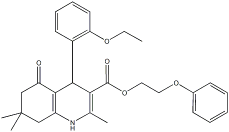 2-phenoxyethyl 4-(2-ethoxyphenyl)-2,7,7-trimethyl-5-oxo-1,4,5,6,7,8-hexahydro-3-quinolinecarboxylate 结构式