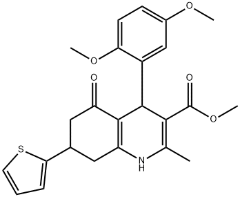 methyl 4-(2,5-dimethoxyphenyl)-2-methyl-5-oxo-7-(2-thienyl)-1,4,5,6,7,8-hexahydro-3-quinolinecarboxylate 结构式