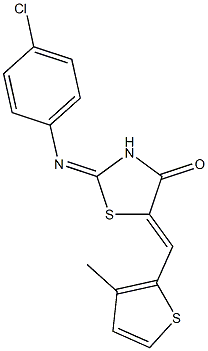 2-[(4-chlorophenyl)imino]-5-[(3-methyl-2-thienyl)methylene]-1,3-thiazolidin-4-one 结构式