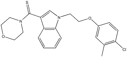 1-[2-(4-chloro-3-methylphenoxy)ethyl]-3-(morpholin-4-ylcarbothioyl)-1H-indole 结构式