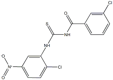 N-(3-chlorobenzoyl)-N'-{2-chloro-5-nitrophenyl}thiourea 结构式