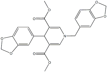 dimethyl 4-(1,3-benzodioxol-5-yl)-1-(1,3-benzodioxol-5-ylmethyl)-1,4-dihydro-3,5-pyridinedicarboxylate 结构式