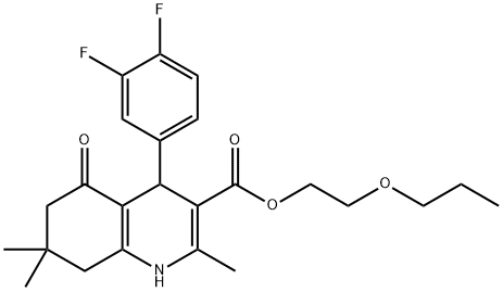 2-propoxyethyl 4-(3,4-difluorophenyl)-2,7,7-trimethyl-5-oxo-1,4,5,6,7,8-hexahydro-3-quinolinecarboxylate 结构式