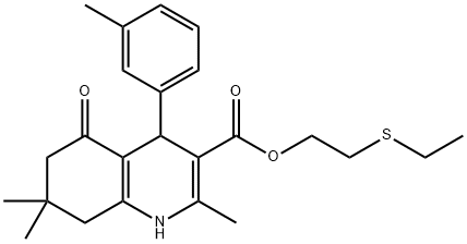 2-(ethylsulfanyl)ethyl 2,7,7-trimethyl-4-(3-methylphenyl)-5-oxo-1,4,5,6,7,8-hexahydro-3-quinolinecarboxylate 结构式