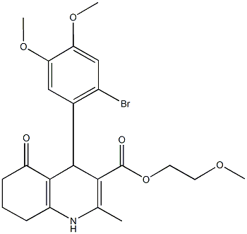 2-methoxyethyl 4-(2-bromo-4,5-dimethoxyphenyl)-2-methyl-5-oxo-1,4,5,6,7,8-hexahydro-3-quinolinecarboxylate 结构式