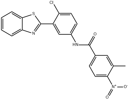 N-[3-(1,3-benzothiazol-2-yl)-4-chlorophenyl]-4-nitro-3-methylbenzamide 结构式