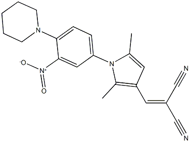 2-[(1-{3-nitro-4-piperidin-1-ylphenyl}-2,5-dimethyl-1H-pyrrol-3-yl)methylene]malononitrile 结构式