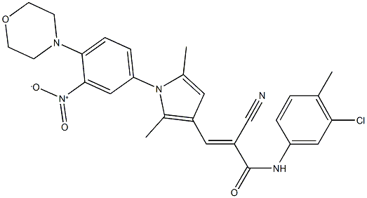 N-(3-chloro-4-methylphenyl)-2-cyano-3-{1-[3-nitro-4-(4-morpholinyl)phenyl]-2,5-dimethyl-1H-pyrrol-3-yl}acrylamide 结构式