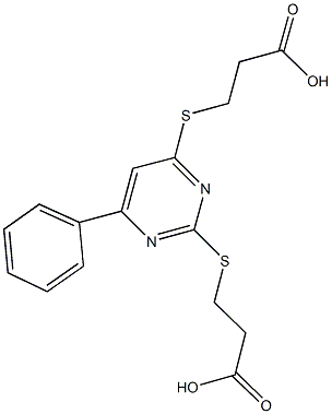 3-({2-[(2-carboxyethyl)sulfanyl]-6-phenyl-4-pyrimidinyl}sulfanyl)propanoic acid 结构式