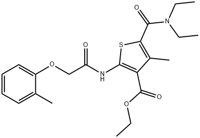 ethyl 5-[(diethylamino)carbonyl]-4-methyl-2-{[(2-methylphenoxy)acetyl]amino}-3-thiophenecarboxylate 结构式