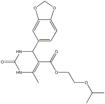 2-isopropoxyethyl 4-(1,3-benzodioxol-5-yl)-6-methyl-2-oxo-1,2,3,4-tetrahydro-5-pyrimidinecarboxylate 结构式