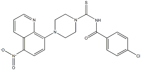 4-chloro-N-[(4-{5-nitro-8-quinolinyl}-1-piperazinyl)carbothioyl]benzamide 结构式