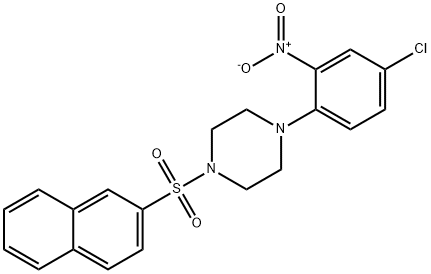 1-{4-chloro-2-nitrophenyl}-4-(2-naphthylsulfonyl)piperazine 结构式