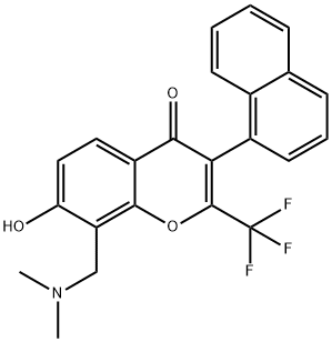 8-[(dimethylamino)methyl]-7-hydroxy-3-(1-naphthyl)-2-(trifluoromethyl)-4H-chromen-4-one 结构式