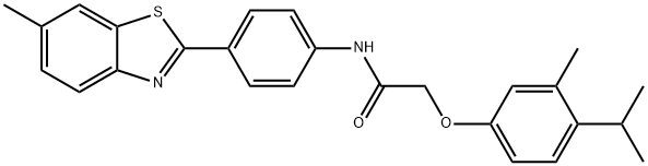2-(4-isopropyl-3-methylphenoxy)-N-[4-(6-methyl-1,3-benzothiazol-2-yl)phenyl]acetamide 结构式