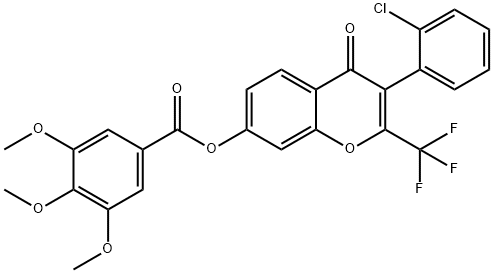 3-(2-chlorophenyl)-4-oxo-2-(trifluoromethyl)-4H-chromen-7-yl 3,4,5-trimethoxybenzoate 结构式