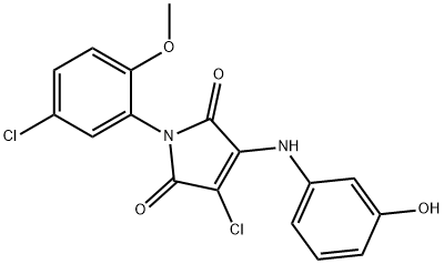 3-chloro-1-(5-chloro-2-methoxyphenyl)-4-(3-hydroxyanilino)-1H-pyrrole-2,5-dione 结构式