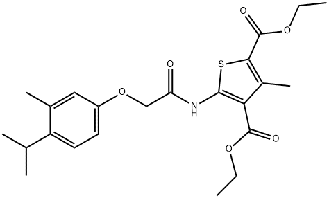 diethyl 5-{[(4-isopropyl-3-methylphenoxy)acetyl]amino}-3-methylthiophene-2,4-dicarboxylate 结构式