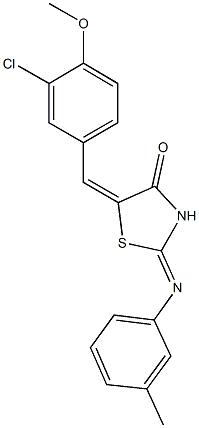5-(3-chloro-4-methoxybenzylidene)-2-[(3-methylphenyl)imino]-1,3-thiazolidin-4-one 结构式