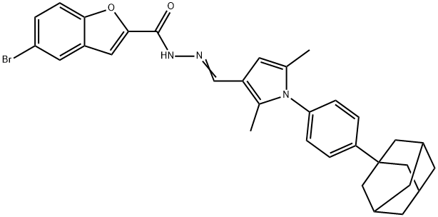 N'-({1-[4-(1-adamantyl)phenyl]-2,5-dimethyl-1H-pyrrol-3-yl}methylene)-5-bromo-1-benzofuran-2-carbohydrazide 结构式