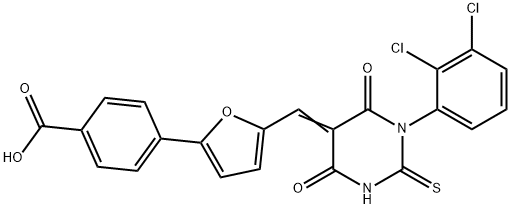 4-{5-[(1-(2,3-dichlorophenyl)-4,6-dioxo-2-thioxotetrahydro-5(2H)-pyrimidinylidene)methyl]-2-furyl}benzoic acid 结构式